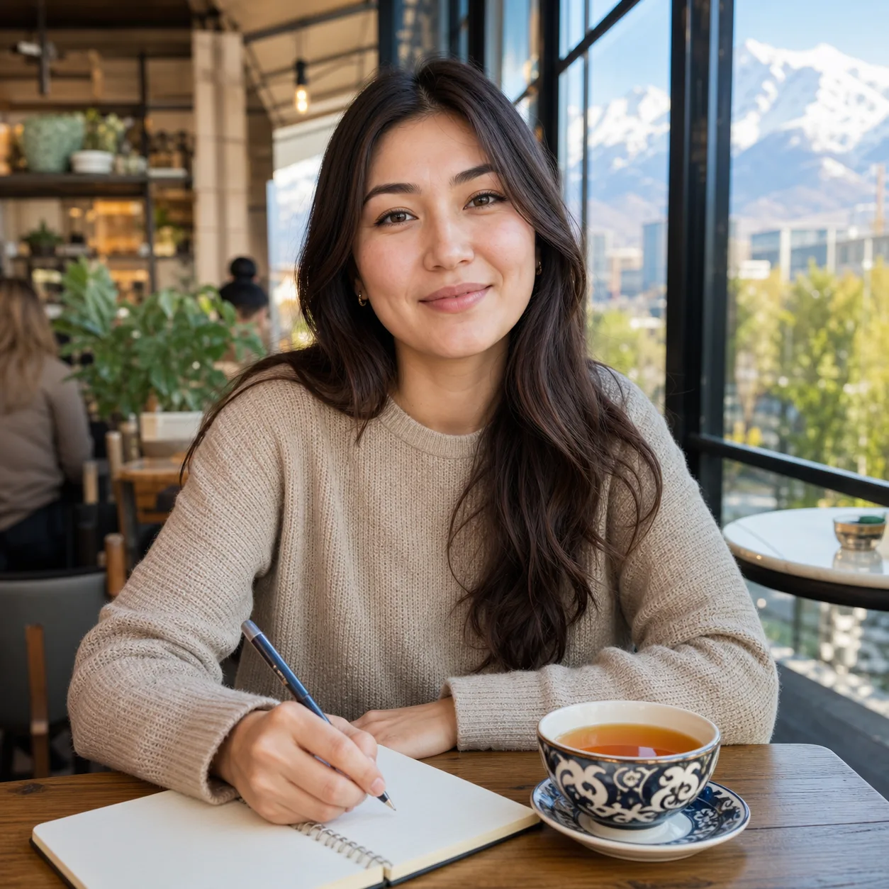 Friendly Kazakh AI conversation practice avatar