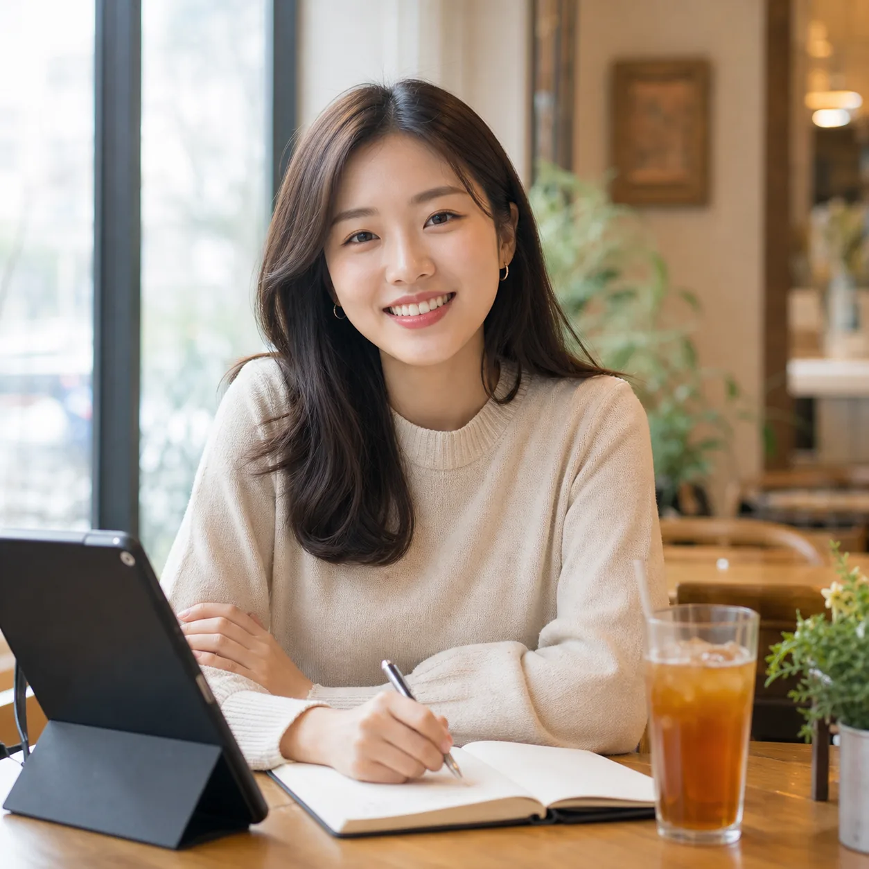 Friendly Korean AI conversation practice avatar