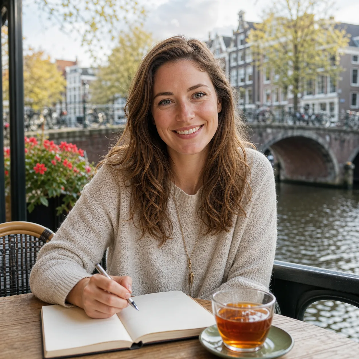 Friendly Dutch AI conversation practice avatar